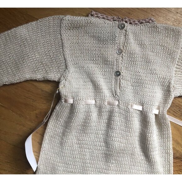 🆕Fournier Size 6M Knit Romper Natural & Blush Pink - Picture 5 of 9